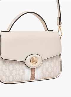 ELLE Women Monogram Print Satchel Bag with Top Handle and Detachable Strap  - Image 5