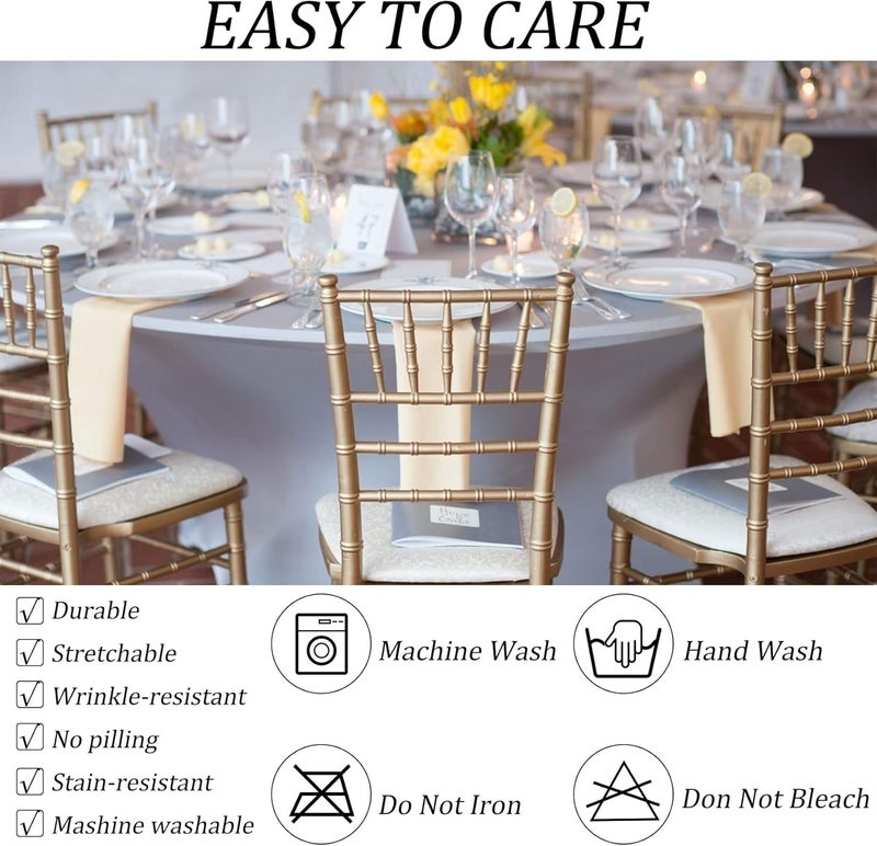 comfrt 4 Pack 6FT Round Spandex Tablecloth 72 Inch White Stretchable Table Cover Washable and Wrinkle Resistant Table Cloth, Fitted Round Table for Wedding, Banquet, Birthday, Party, Restaurant (White) - Image 5
