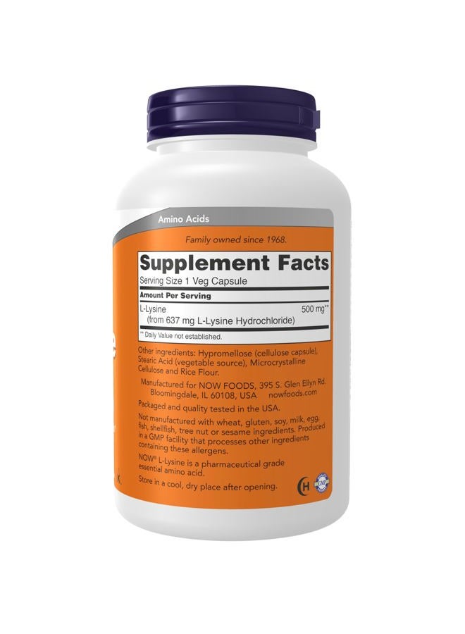 now Foods Lysine, 250 Caps, 500mg - Image 2