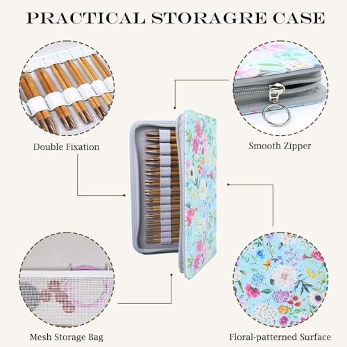 Yarniss Bamboo Circular Knitting Needle with Case,13 Pair Interchangeable Knitting Needles with Flexible Cables 3.5mm~10.0mm, 4-Inch Round Knitting Needle US Size 2.5~15 - Image 3