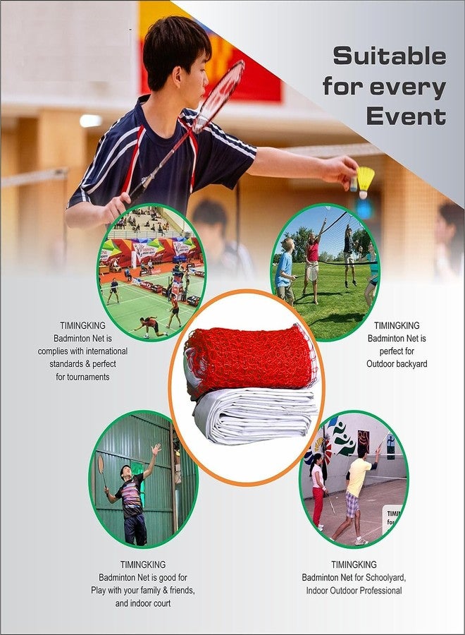 Victory Badminton Net | Pickle Ball Net and Tennis Net for Outdoor, Indoor or Badminton Sports, Nylon, Super Special Quality Badminton Net (RED) - Image 4