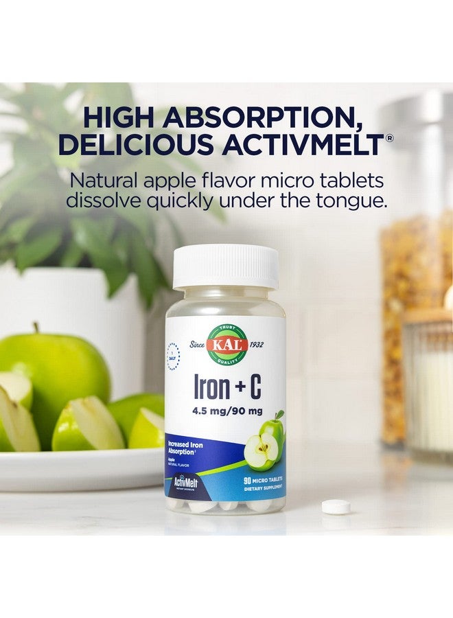 KAL Iron C, 90 Tablets, 4.5 mg/90 mg, Natural Apple Flavor, Increased Absorption Iron Pills, Immune Support - Image 5
