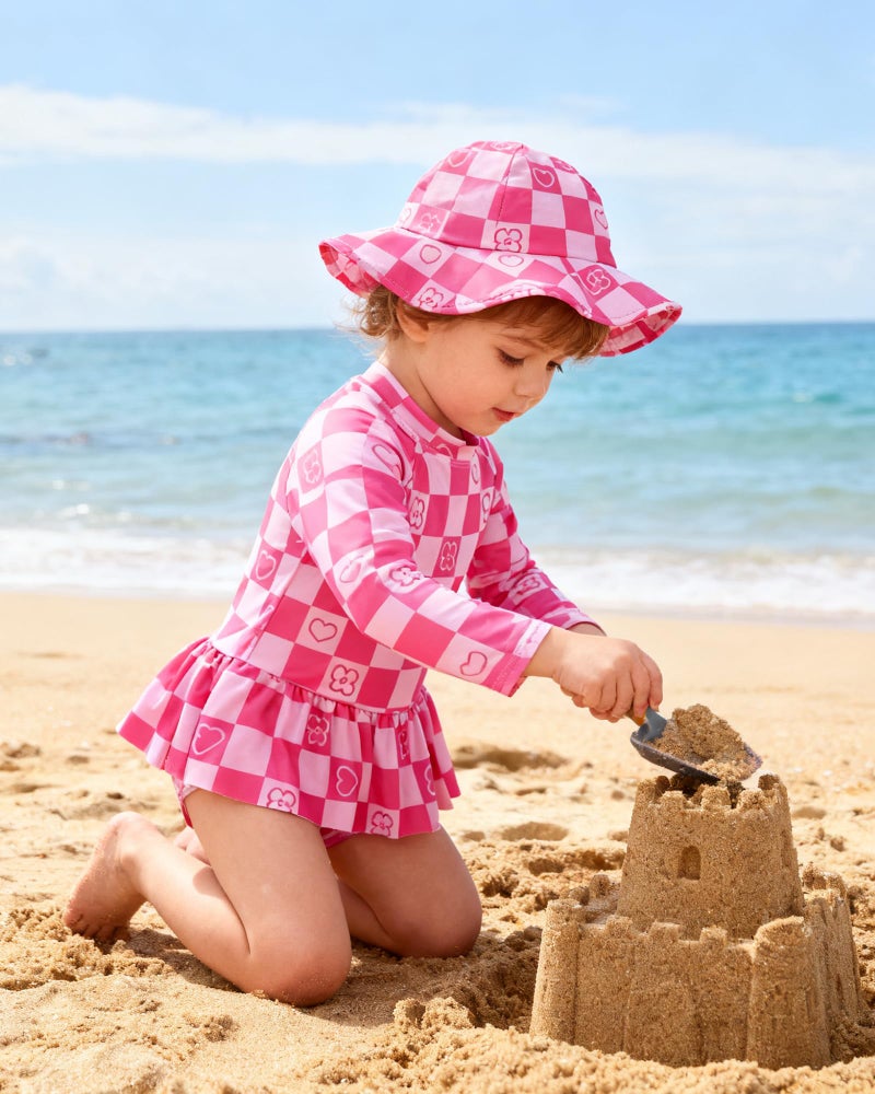 Redair Toddler Bathing Suit Girls One Piece Swimsuit Long Sleeve Ruffle Rash Guard UPF 50+ Sun Protection 3t - Image 3