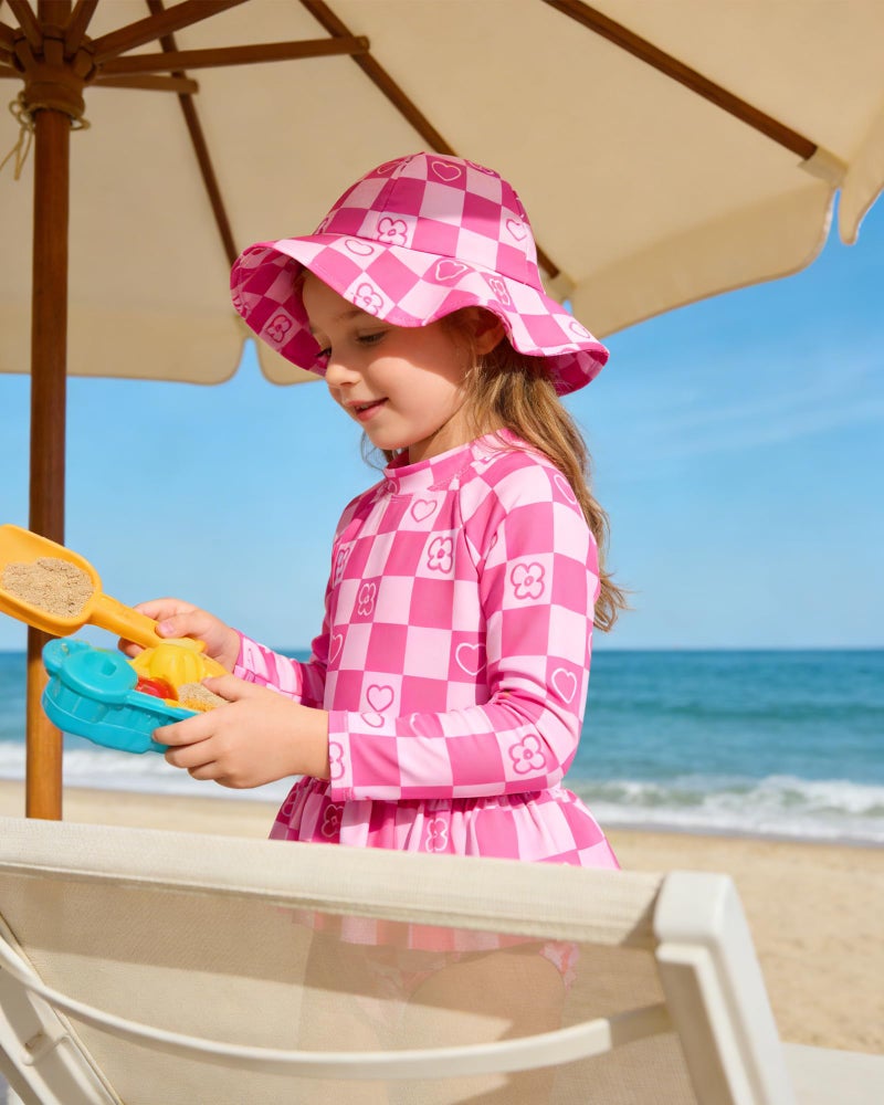 Redair Toddler Bathing Suit Girls One Piece Swimsuit Long Sleeve Ruffle Rash Guard UPF 50+ Sun Protection 3t - Image 2