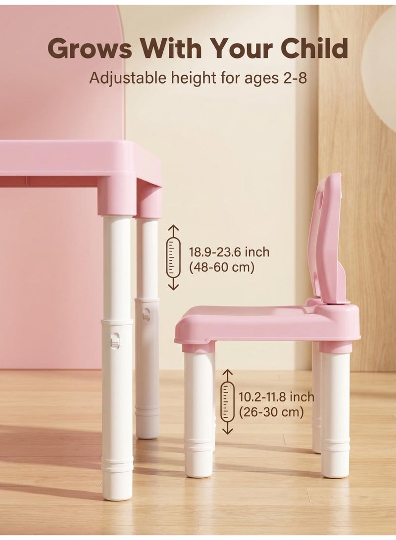 MIGA Adjustable table and chair set for children, ABC letter printed children's activity table, non-toxic plastic drawing, reading, dining, and game table, anti slip and stable learning furniture, 2-8 year old men's and women's Eid al Fitr gifts with two chairs and one table - Image 4