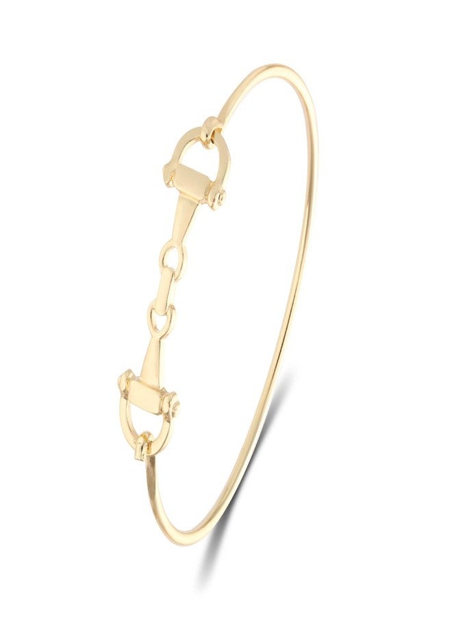 SENFAI Horse Snaffle Bit Bracelet and Lariat Necklace - Gold Horse Gift for Women - Image 1