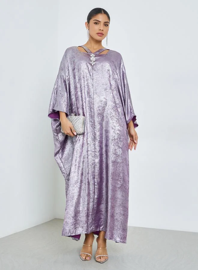 Purple Shimmer Look Loose Fit Kaftan