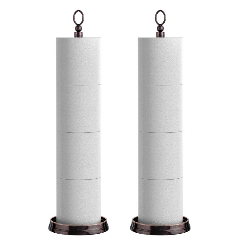 ROLABAM Toilet Paper Holder Stand  Free Standing Toilet Paper Storage for Bathroom  Weighted Base with Reserve for 4 Roll (2 Pack  Oil Rubbed Bronze) - Image 1