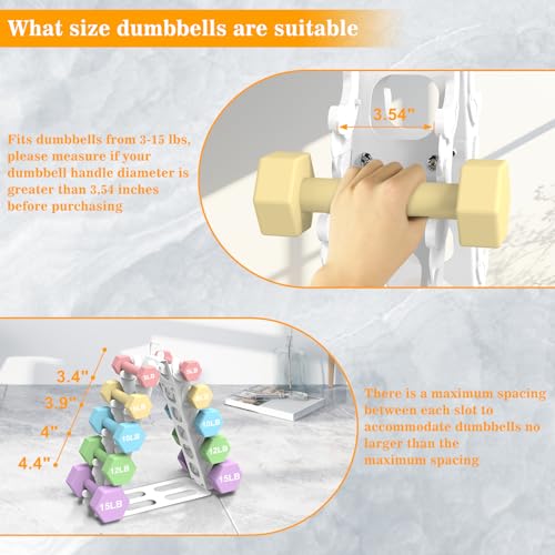ZHSX Dumbbell Rack 5 tier(Dumbbells not included), A-Frame Metal Dumbbell Holder with Handle, Multilevel Weight Storage Organizer for Dumbbells, Tree Shape Compact Weight Rack/Holde(White) - Image 4