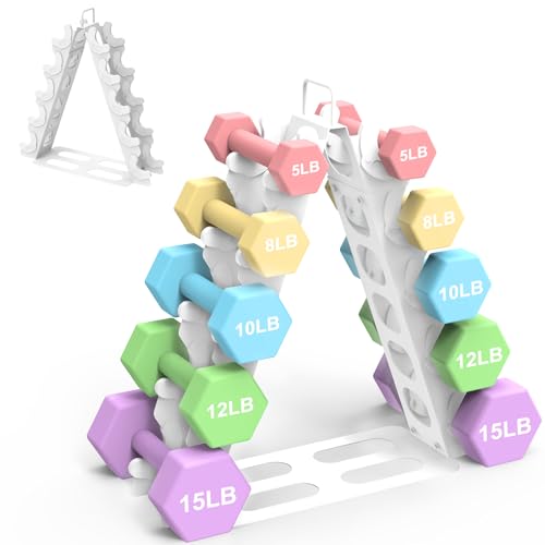 ZHSX Dumbbell Rack 5 tier(Dumbbells not included), A-Frame Metal Dumbbell Holder with Handle, Multilevel Weight Storage Organizer for Dumbbells, Tree Shape Compact Weight Rack/Holde(White) - Image 1