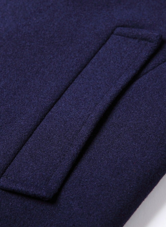 Loquat Fashion Men Winter Solid Colour Trench Coat Outwear Overcoat Long Sleeve Jacket navy/dark blue coat - Image 5