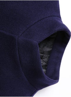 Loquat Fashion Men Winter Solid Colour Trench Coat Outwear Overcoat Long Sleeve Jacket navy/dark blue coat  - Image 5