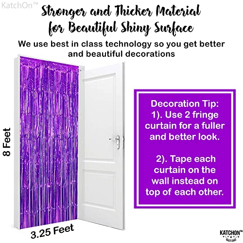 KatchOn Metallic Purple Foil Fringe Curtain 32x8 Ft Pack of 2 Streamer Backdrops for Purple Birthday Decorations Mermaid Birthday Decor for Home Backdrops for Graduation Decorations 2026 - Image 3