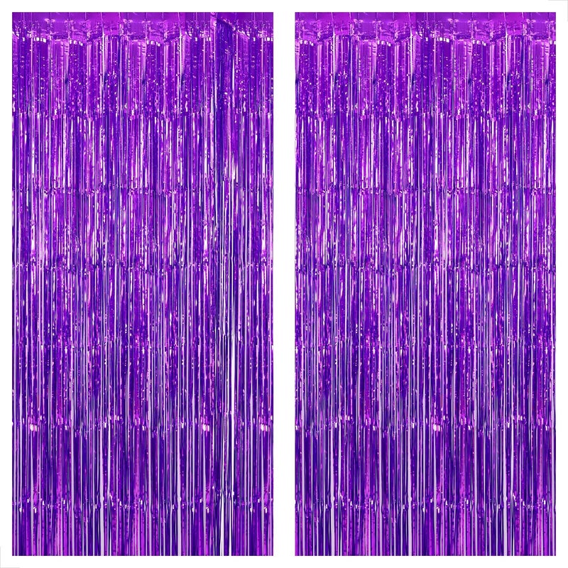 KatchOn Metallic Purple Foil Fringe Curtain 32x8 Ft Pack of 2 Streamer Backdrops for Purple Birthday Decorations Mermaid Birthday Decor for Home Backdrops for Graduation Decorations 2026 - Image 2