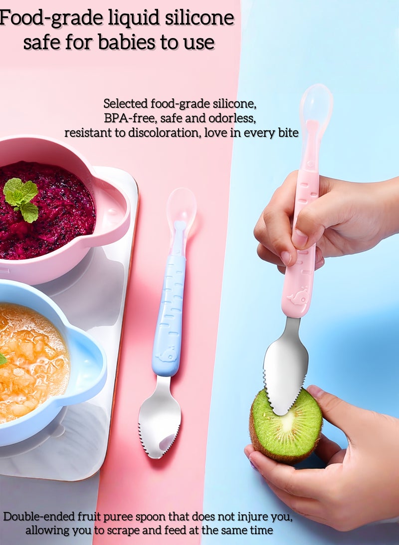 لويال ملعقة مكشطة ، ملعقة طعام الطفل ، وطفل رضيع أدوات المائدة ملعقة مكشطة الفاكهة ، نهاية مزدوجة - Image 4