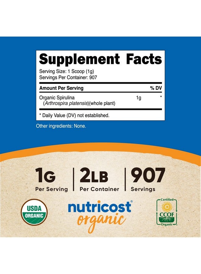 مسحوق سبيرولينا العضوي من نيوتريكوست، 2 رطل - سبيرولينا نقية، معتمدة عضويًا - Image 2