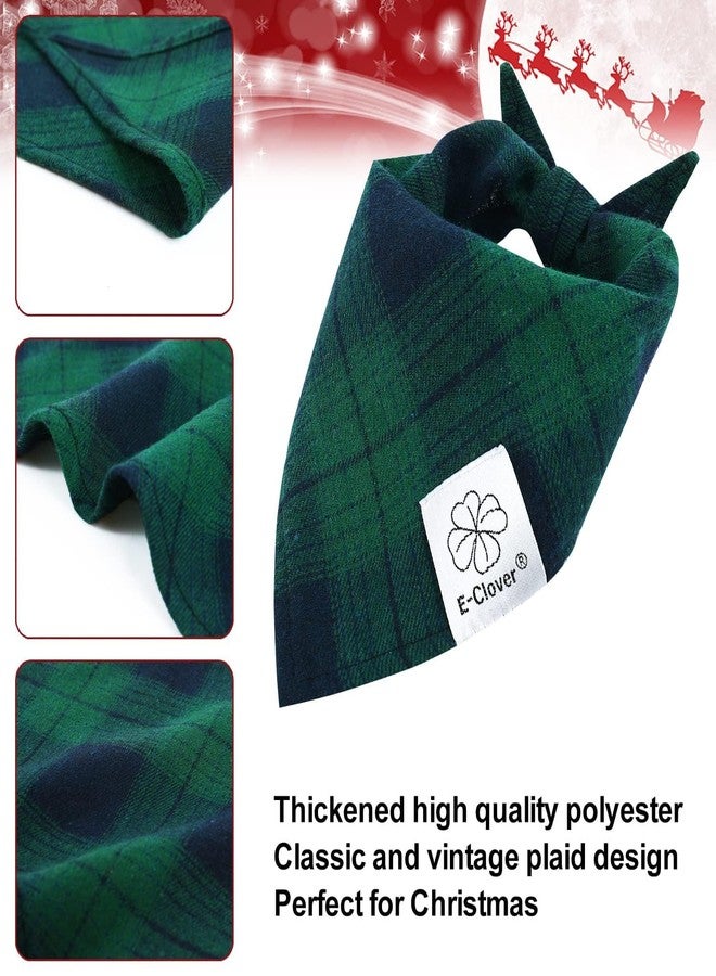 E-Clover Green Dog Bandanas & Matching Scrunchie Set Plaid Dog Bibs Scarf Boy Triangle Kerchief Bandana for Small Dogs Puppy Birthday Gifts Pet Owner Mom Spring - Image 5