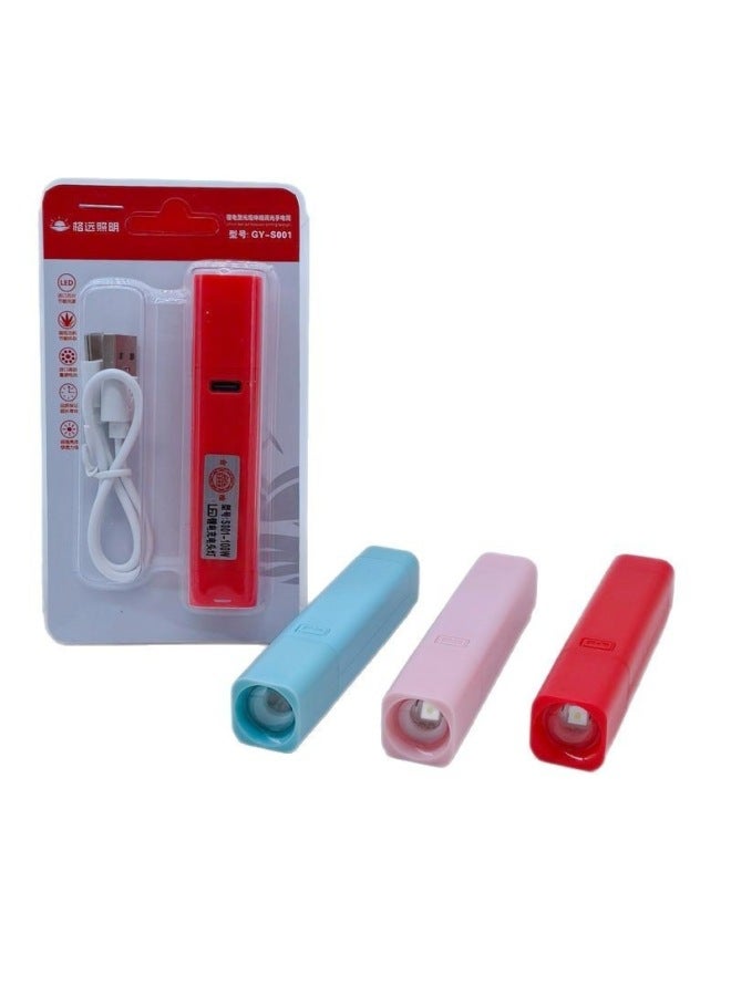 Multi-functional Lithium Battery Flashlight Student Dormitory Type-c Charging Small Flashlight Outdoor Mini Dimming Emergency Flashlight-Color:Color - Image 1