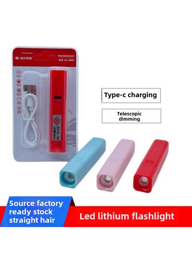 Multi-functional Lithium Battery Flashlight Student Dormitory Type-c Charging Small Flashlight Outdoor Mini Dimming Emergency Flashlight-Color:Color - Image 2
