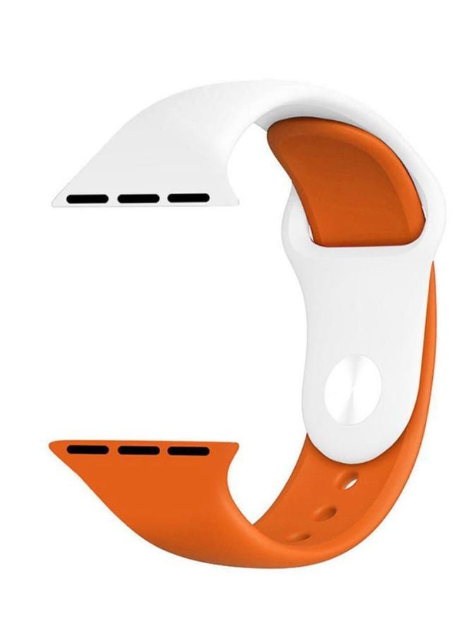 NIBEMINENT Replacement Band For Apple Watch Series 1/2/3/4 40mm White/Orange - Image 1