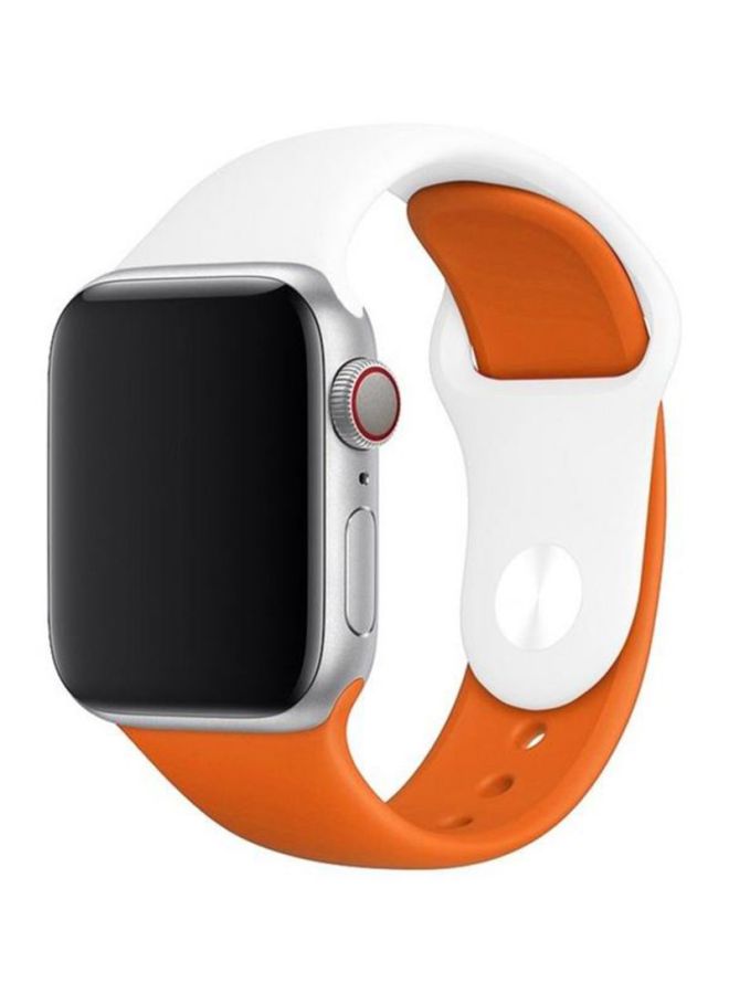 NIBEMINENT Replacement Band For Apple Watch Series 1/2/3/4 40mm White/Orange - Image 2