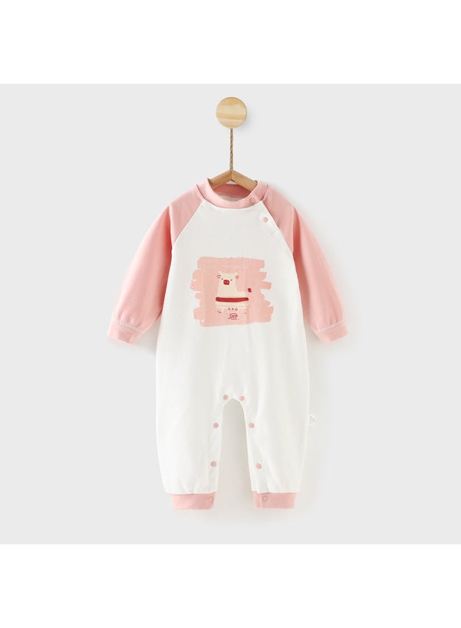 Baby Jumpsuit Men's And Women's Baby Cotton Long-sleeved Climbing Suit 0-6 Months Newborn Spring And Autumn Harbin Clothes 1 Year Old Can Be Opened