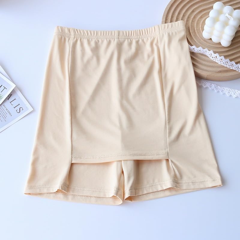 HSR Double-Layer Front Crotch Ice Silk Safety Shorts,Women Seamless Safety Pants for Matching Skirts Dresses (XL, Skin) - Image 3