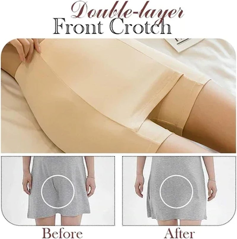 HSR Double-Layer Front Crotch Ice Silk Safety Shorts,Women Seamless Safety Pants for Matching Skirts Dresses (XL, Skin) - Image 4
