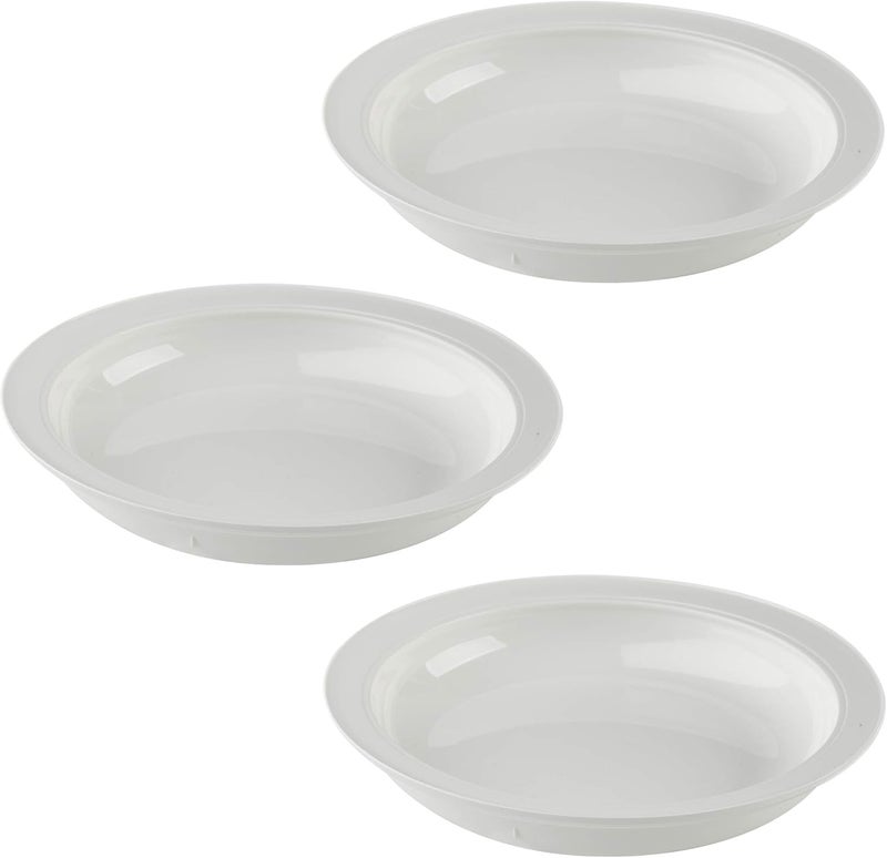 Providence Spillproof Lip Plates for Disabled Adults Inner Lip Dish for Adults - Lip Bowl - Adaptive Plate for Independence - Non Slip Plate for Disabled Adults - 9" White - 3 Pack - Image 1