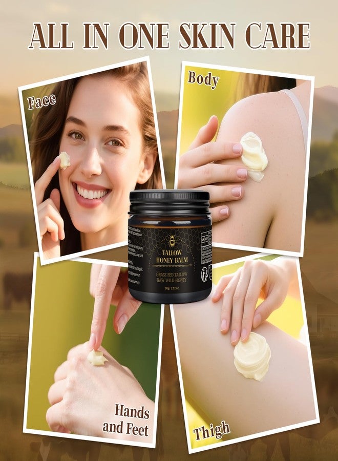 MEIDU Beef Tallow for Skin,Tallow and Honey Balm for Face,Raw Wild Honey Blend,Organic Grass-Fed Beef Tallow Balm,Face and Body Moisturizer(60g) - Image 3