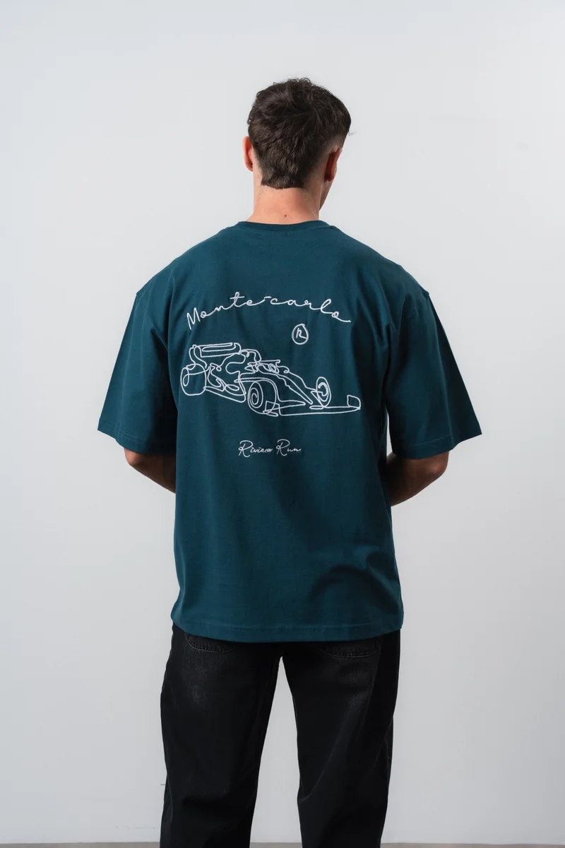 Respire Men's Riviera Embroidered Oversize T-Shirt Emerald