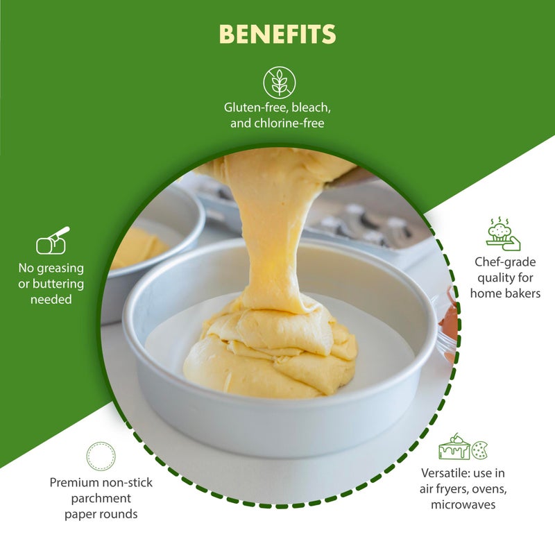 Regency Wraps Parchment Paper Circles For Round Cake Pans and Tube Cake Pans, Greaseproof Liners for Non-Stick Baking, 8" (Pack of 50, 25 Each), White - Image 2