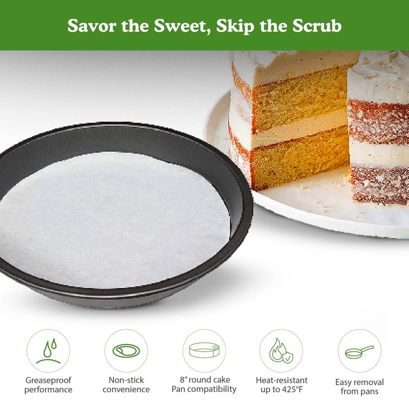 Regency Wraps Parchment Paper Circles For Round Cake Pans and Tube Cake Pans, Greaseproof Liners for Non-Stick Baking, 8" (Pack of 50, 25 Each), White - Image 3