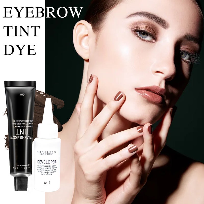 Professional Tint Dye Cream For Eyelash Brow Semi-permanent Eyebrow Dyeing Cream Henna Tint Kit Set Black - Image 3