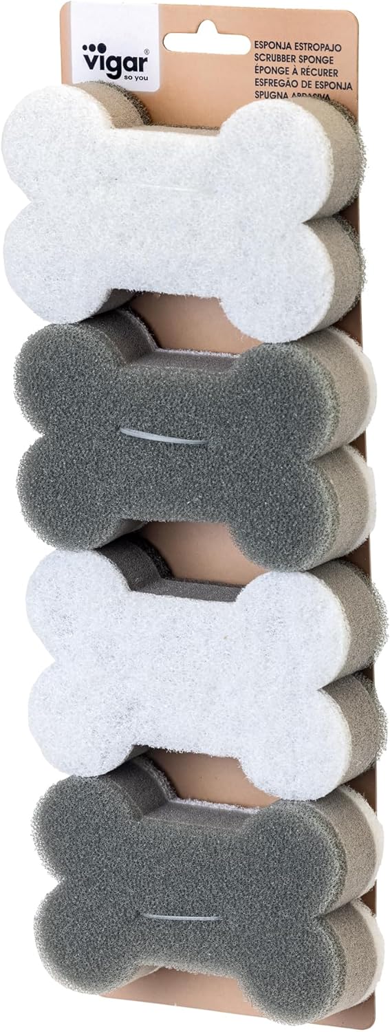 Vigar Pets Club Scrubber Sponge  Set of 4 BoneShaped Pet Bowl Cleaning Scrubber  Dish Sponges for Washing Pet Bowl  Non Scratch and Reusable Gray - Image 5