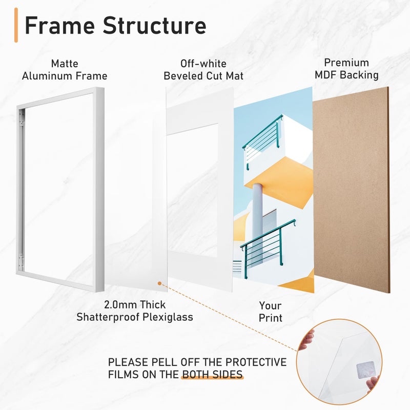 Acovy 5x7 Picture Frame  Aluminum 5x7 Frame Matted to 4x6  5x7 Photo Frame with High Definition Plexiglass  Metal 5x7 Frame for Wall or Tabletop Display  Wall Hook Included (Silver  Pack of 3) - Image 4