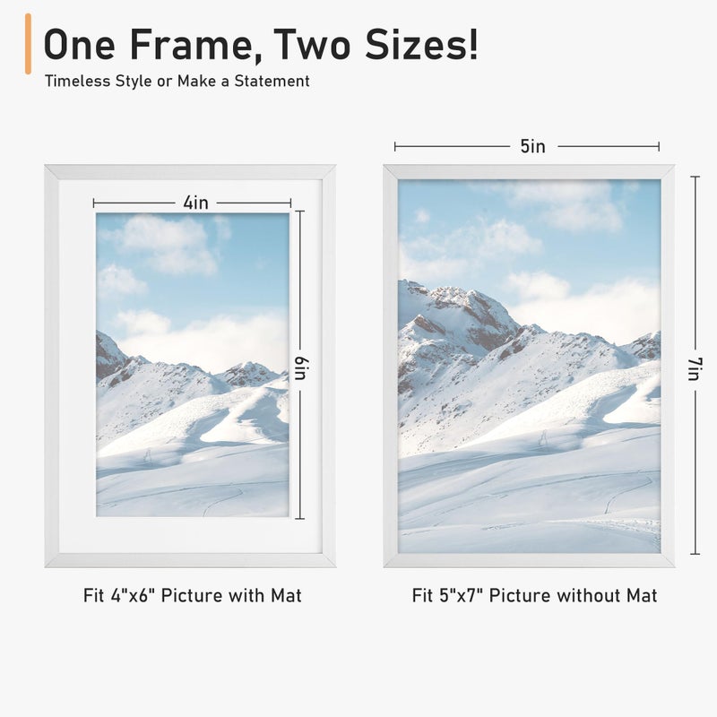 Acovy 5x7 Picture Frame  Aluminum 5x7 Frame Matted to 4x6  5x7 Photo Frame with High Definition Plexiglass  Metal 5x7 Frame for Wall or Tabletop Display  Wall Hook Included (Silver  Pack of 3) - Image 2