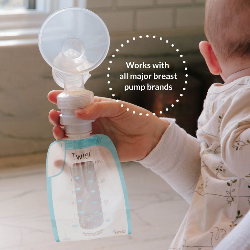 Kiinde Twist Pouch Direct-Pump Direct-Feed Twist Cap Breast Milk Storage Bags for Pumping, Freezing, Heating and Feeding, Pre-Sterilized, 6 Ounce, pack of 80 - Image 3