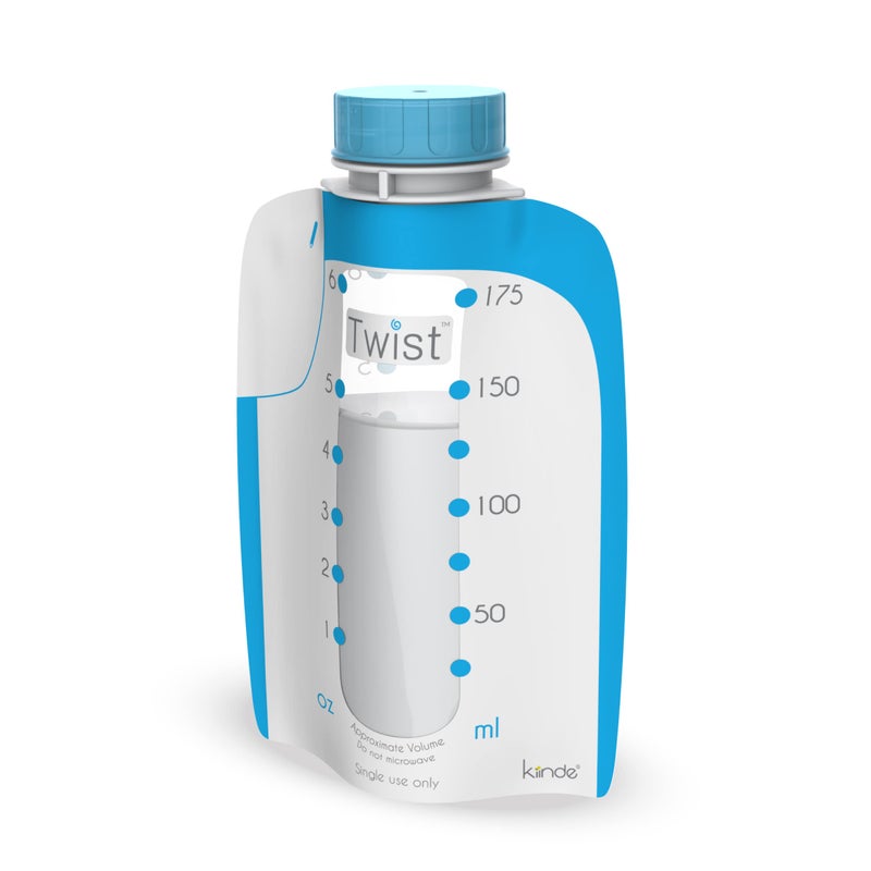 Kiinde Twist Pouch Direct-Pump Direct-Feed Twist Cap Breast Milk Storage Bags for Pumping, Freezing, Heating and Feeding, Pre-Sterilized, 6 Ounce, pack of 80 - Image 1