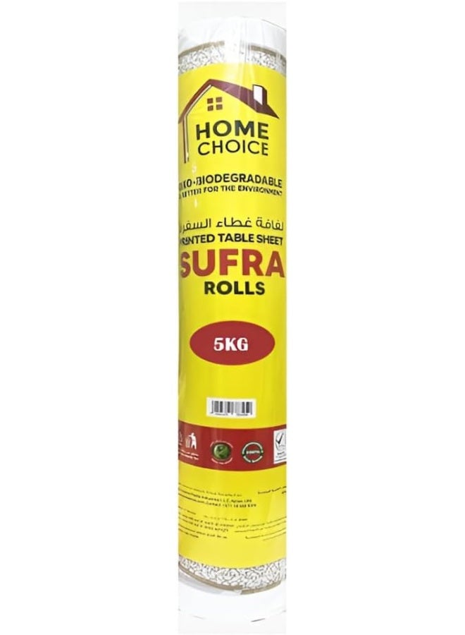 HOME CHOICE 5 KG Sufra Roll, Size 100x130 cm, Disposable Printed Sufra Roll Table Cover, Perforated Plastic - Image 1