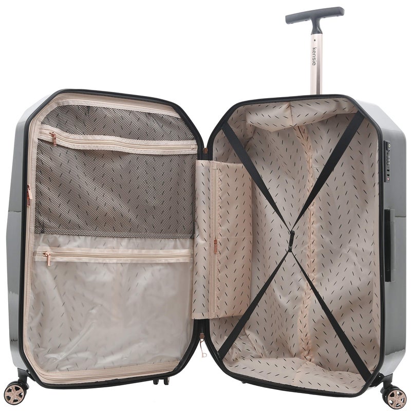 Kensie kensie Women's Gemstone Luggage, Black, 2 Piece Set (28"/20")  - Image 2