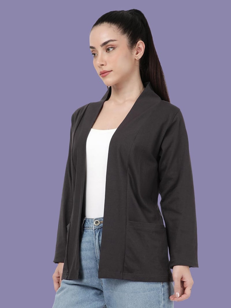 KRYPTIC Women’s Regular Length Cotton Shrug with Side Pockets - Soft Lightweight Layer for Stylish Everyday Wear - Image 3