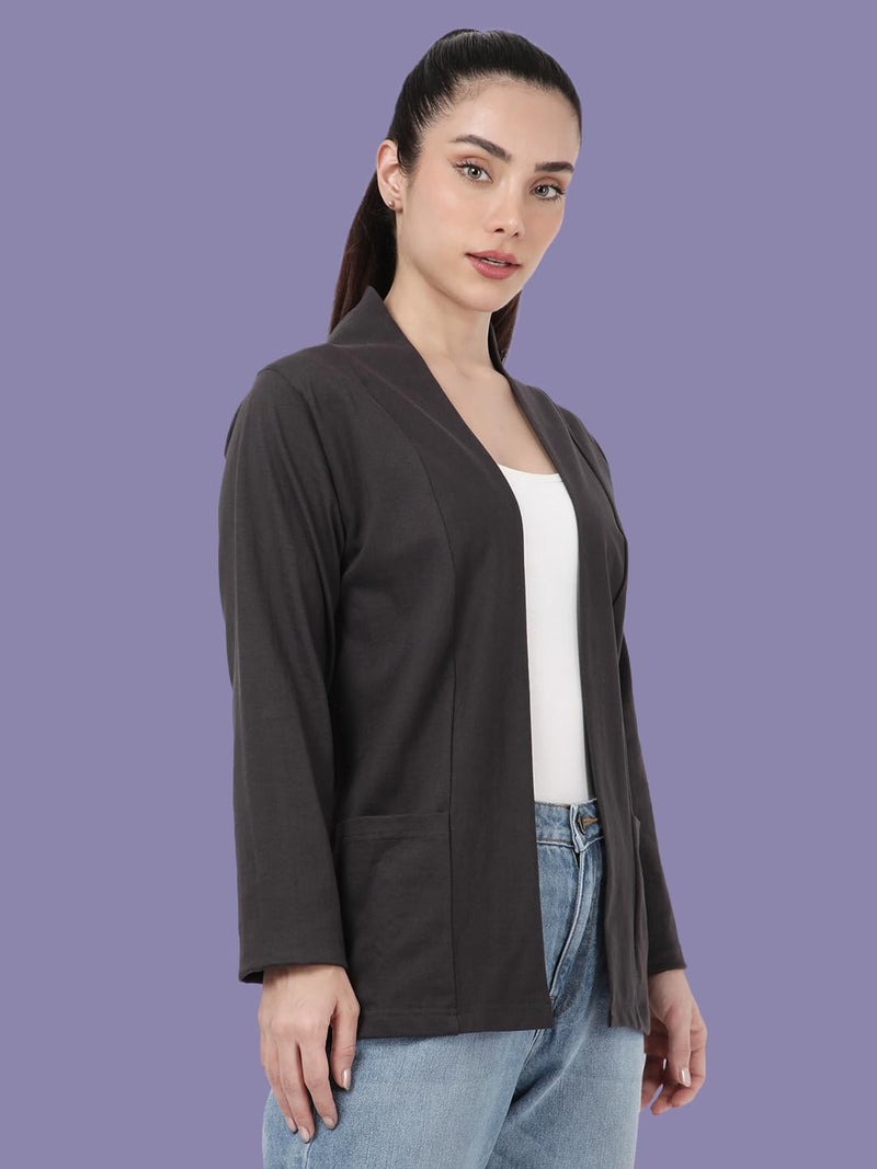 KRYPTIC Women’s Regular Length Cotton Shrug with Side Pockets - Soft Lightweight Layer for Stylish Everyday Wear - Image 4