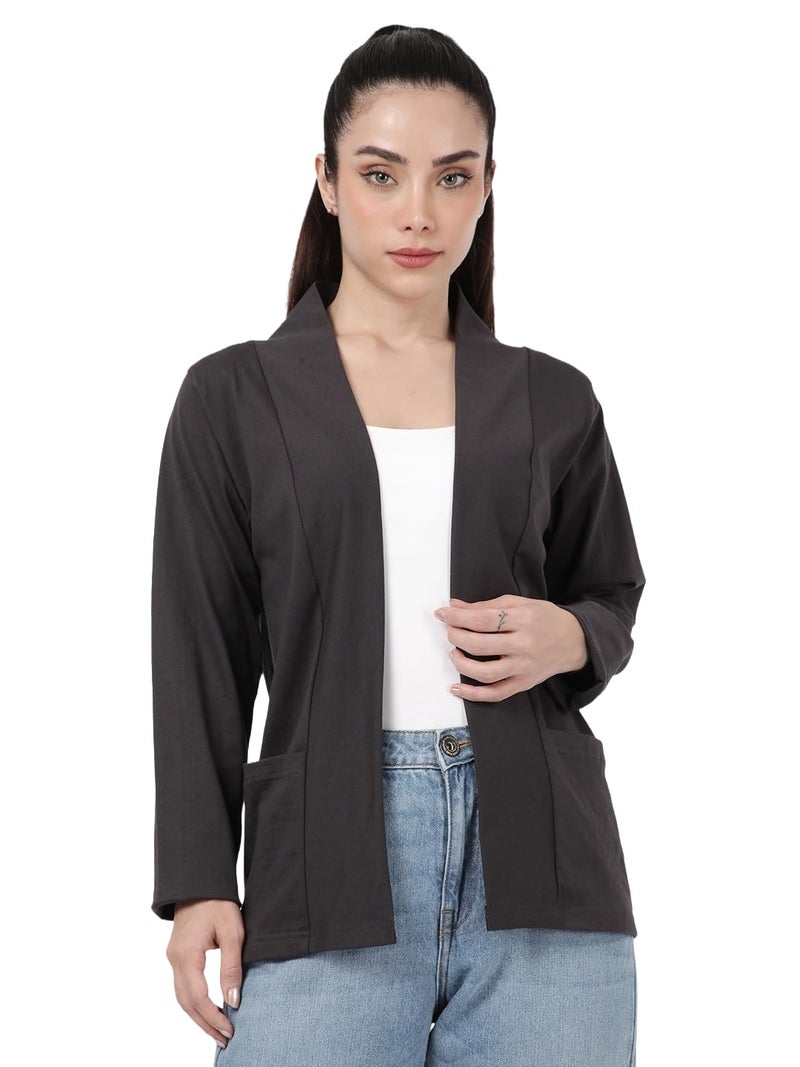 KRYPTIC Women’s Regular Length Cotton Shrug with Side Pockets - Soft Lightweight Layer for Stylish Everyday Wear - Image 1