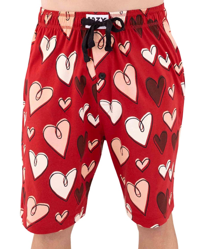 Lazy One Pajama Shorts for Men, Men's Pajama Bottoms, Sleepwear, V Day (Hearts, XX-Large) - Image 1