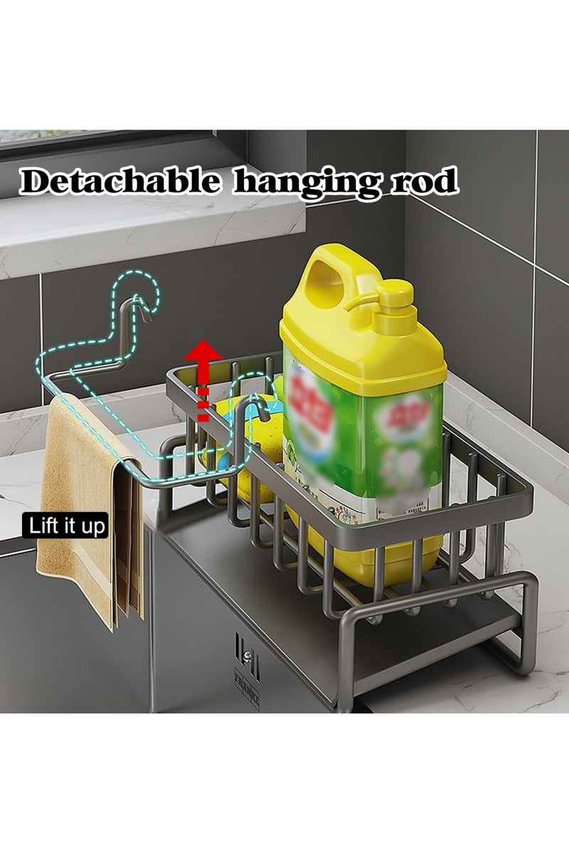 Chielor Kitchen Sink Caddy Organizer, Sponge Holder for Kitchen Sink Organizer, Rustproof 304 Stainless Steel Sponge Organizer with Auto Drain Tray, Dish Sponger Holder for Bathroom and Kitchen Supplies - Image 5