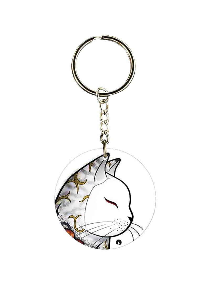 Cat Printed Dual Sided Keychain