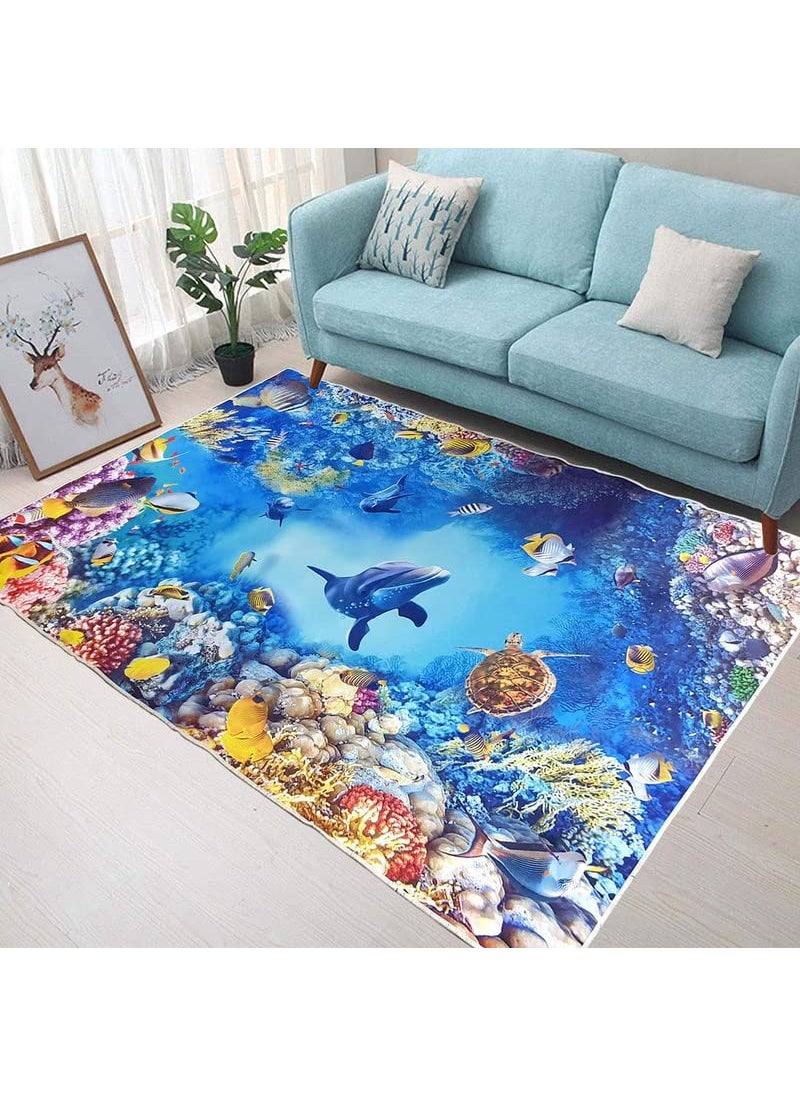 Toy Park - Toy Park 3D Area Rugs Non-Slip Doormat Carpet Printing Rug Pad for Living Room, Bedroom, Kitchen, Kids Playroom ( 6.6'x4.6', Approx 200x138 cm), Sea Shell - Image 1