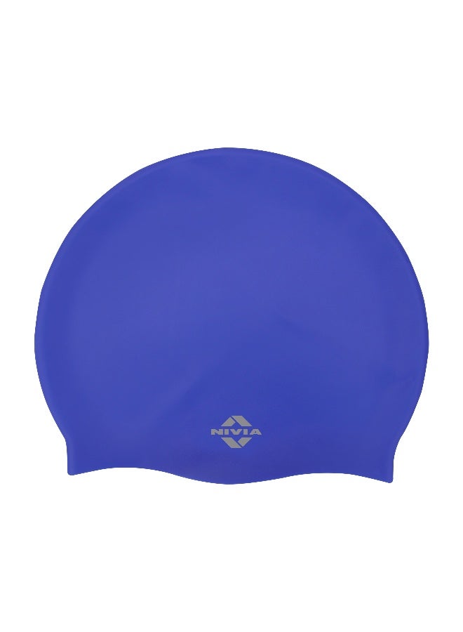 Nivia Classic Silicone Swimming Cap for Adults, Swimming Pool Cap, Swimming Cap for Men & Women, for Swim, Swimming Headwear for Long Hair, Training Cap for Adults, Easy Fit (Royal Blue) - Image 1