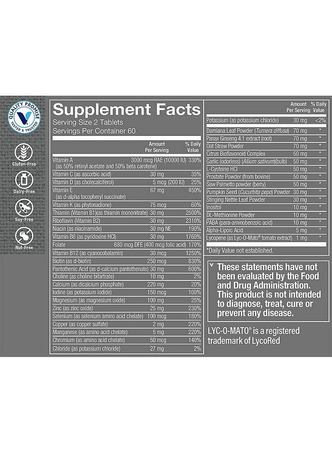 The Vitamin Shoppe Especially for Men Multivitamin, Nutrient's & Herbs for Men's Wellness, Antioxidant That Supports Energy Production, Immunity & Prostate Health (120 Tablets) - Image 4